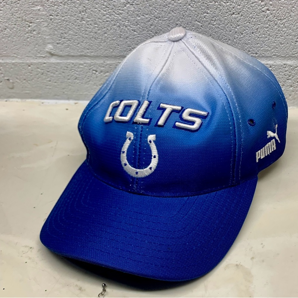 Vintage Puma Colts Cap strap back blue baseball hat Anthentic NFL Pro Line